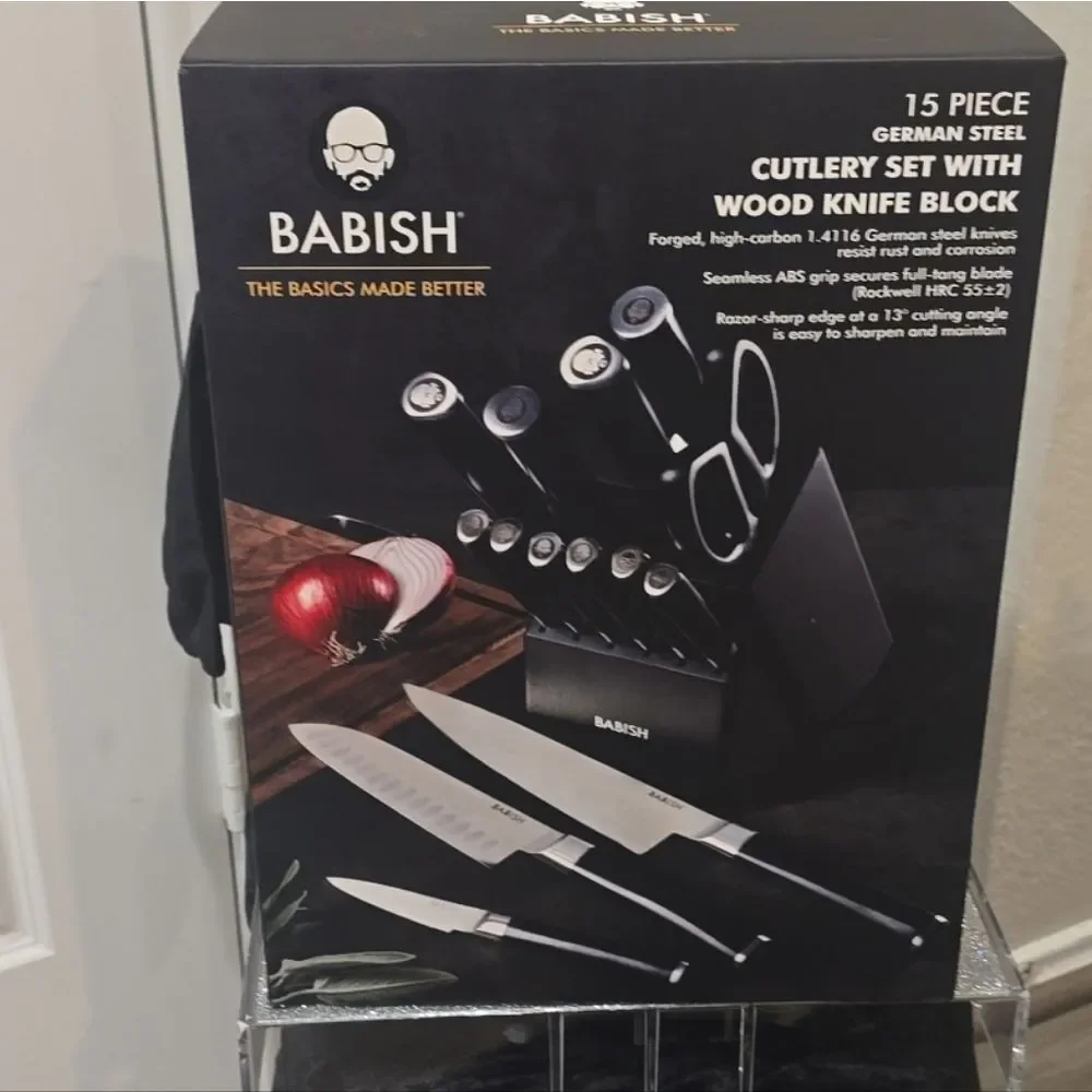 Babish High Carbon German Steel 15-PC Full Tang Forged Cutlery‎ Blick Set